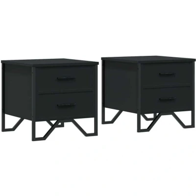 Image of vidaXL Bedside Cabinets 2 pcs Black 40x41x40 cm Engineered Wood