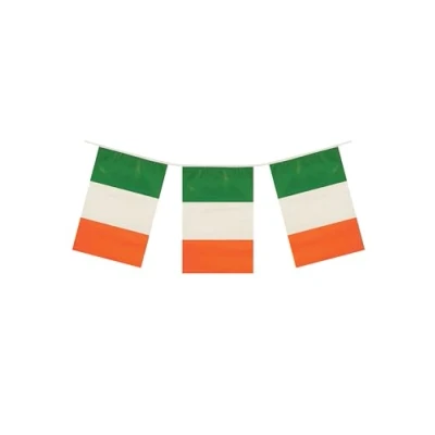 Image of 12&#039; Eire Ireland Irish St Patricks Day Party Plastic Decorations Bunting Flags