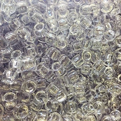 Image of Crystal Clear Transparent 9x6mm Pony / Hair Barrel Acrylic Beads Pack of 100