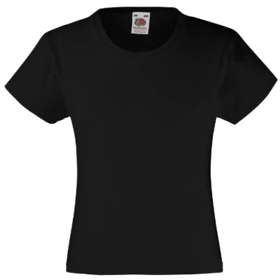 Image of Fruit of the Loom Girl&#039;s Valueweight T Shirt, Black, 5 6 Years UK