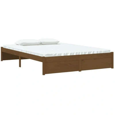 Image of vidaXL Bed Frame without Mattress Honey Brown Solid Wood 140x190 cm