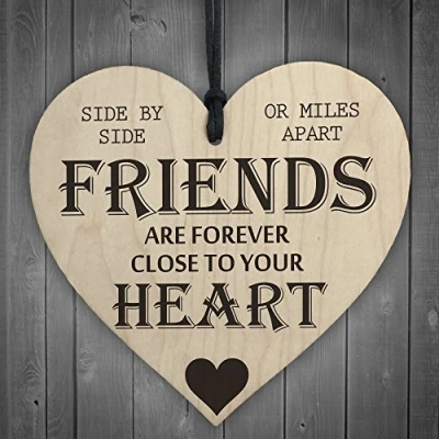 Image of RED OCEAN Friends Are Forever Wooden Hanging Heart Friendship Gift Shabby Chic Plaque Sign