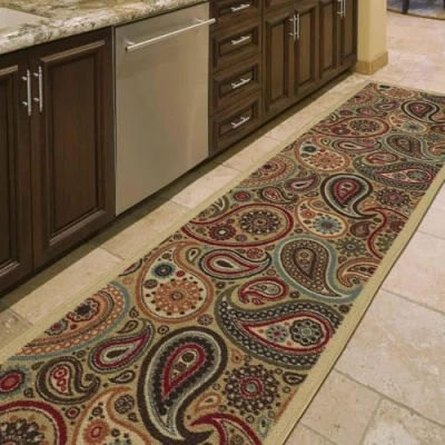 Image of Ottomanson Ottohome Collection Rubberback Contemporary Paisley Design Runner Rug , 57 cm x 210 cm, Beige