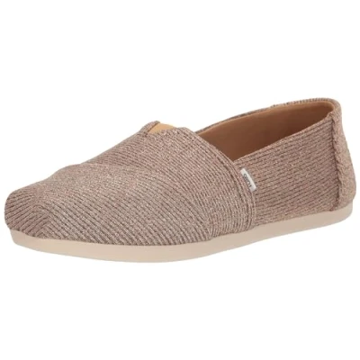 Image of TOMS Women&#039;s Alpargata Cloudbound Loafer Flat , Gold Sparkle Knit,4 UK
