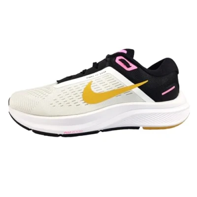 Image of NIKE Women&#039;s Air Zoom Structure 24 Sneaker, White Wheat Gold Black Pink Spell, 5 UK