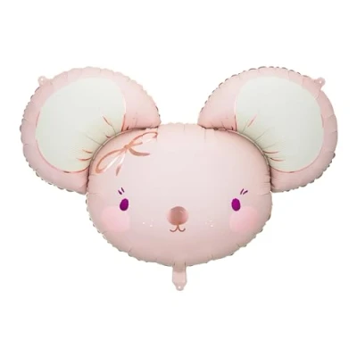 Image of Foil Balloon Mouse 75 x 46 cm XXL for Helium or Air Birth Baby Shower Girl Birthday as Decoration Light Pink