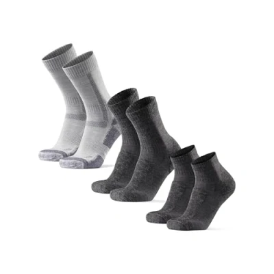 Image of DANISH ENDURANCE Hiking Socks Set, Merino Wool Gift Anti Blister Thermal Walking Socks, Low Cut, Short Crew, for Men &amp; Women, Unisex, 3 Pack, Grey, 9 12