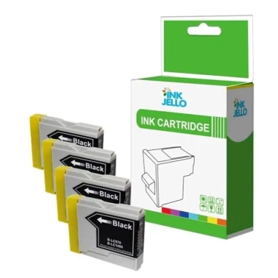 Image of InkJello Ink Cartridge For Printer, Compatible With Brother DCP 135C 150C 153C 157C 750CN MFC 235C 260C 130C 330C 350C 357C 540CN 560CN LC970B (BK, 4 Pack)
