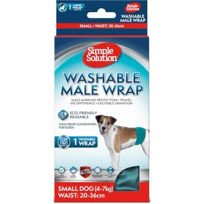 Image of Simple Solution Washable, Re Useable Absorbent Male Wraps with Leak Proof Fit for Excitable Urination, Incontinence, or Marking 1x Medium Diaper