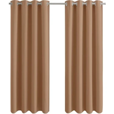 Image of Aspire Homeware Blackout Curtains for Bedroom Black Out Living Room Eyelet 66 x 90 inch Thermal Insulated Darkening Ring Top Beige Window Curtain with Two Tiebacks, 2 Panel