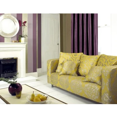 Image of Just Contempo Faux Silk Eyelet Lined Curtains, Purple, 66x54 inches