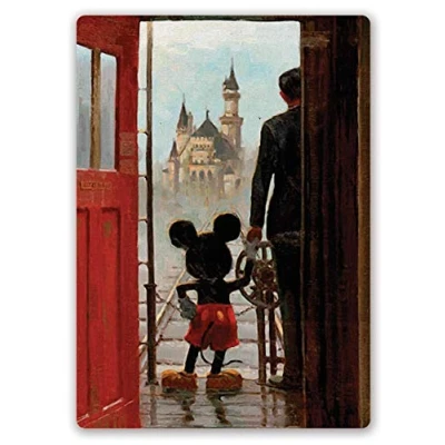 Image of TOASTED MERCH Mickey &amp; Walt Holding Hands V2 (Medium) Sticky Pads Metal Wall Sign Plaque Magic Kingdom Disney