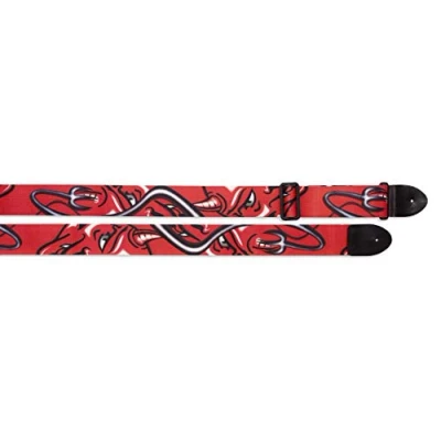 Image of Stagg 17957 Red Devil Design Wide Terylene Guitar Strap