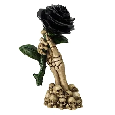 Image of Puckator Skeleton Hand Holding Black Rose Decoration