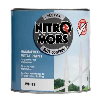Image of Nitromors Anti Rust Hammered Finish Metal Paint, No Primer Required, White, 2.5 L