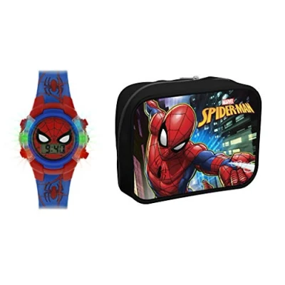 Image of Spiderman Boy&#039;s Digital Quartz Watch with Polyurethane Strap SPD4504ARGSET AMZ