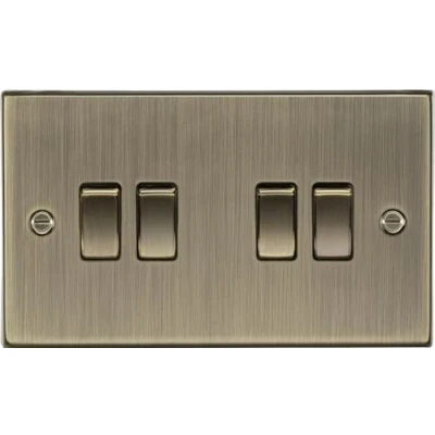 Image of KnightsBridge 10AX 4G 2 Way Plate Switch Square Edge Antique Brass