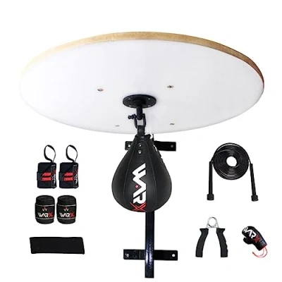 Image of WARX Heavy Duty Adjustable Speed Ball Platform Set Hand Eye Coordination Swivel Boxing Punching Bag Stand Workout Kit (Black)