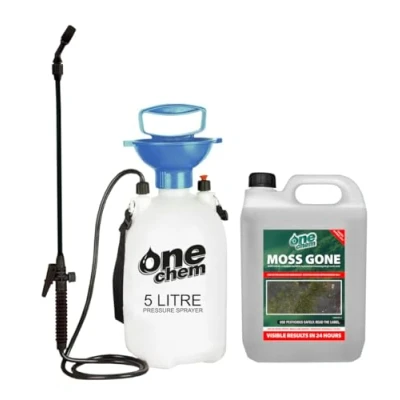 Image of One Chem Moss Gone killer 5 Litre with 5L Garden Sprayer, Suitable for Paths, patios and hard surfaces