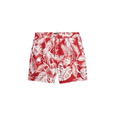 Image of Superdry Recycled Hawaiian Print 17&quot; Swim Shorts Luna Dark Red (UK, Alpha, XXL, Regular, Red)