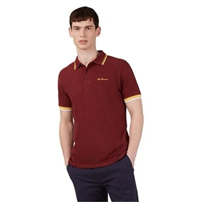 Image of Ben Sherman Mens Short Sleeved Regular Fit Signature Burgundy Polo Shirt
