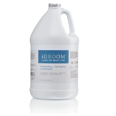 Image of iGroom Deshedding &amp; Detangling Dog Conditioner, Luxury Pet Beauty Care, Loosen Tangles + Unwanted Undercoat, Adds Shine Volume, Made in USA, 3.8L