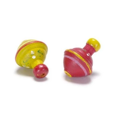 Image of Melody Jane Dolls House Miniature Nursery Toy Shop Accessory Wooden Spinning Tops