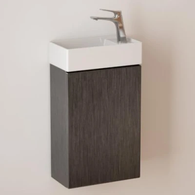 Image of Durovin Bathrooms 400mm Wall Mounted Storage Cabinet Vanity Unit Include Basin for Cloakroom Bathroom Soft Close Door 710mm x 220mm(HxD) Black