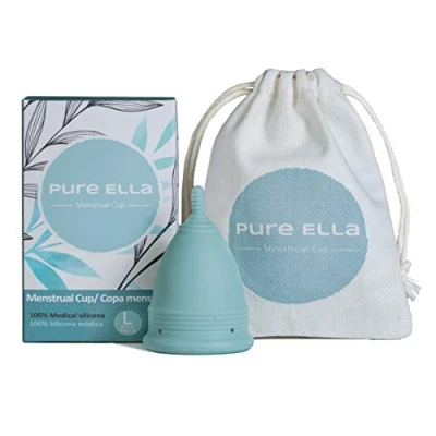 Image of Pure Ella Menstrual Cup Reusable Soft Silicone Period Wear for 12 Hours Medical Grade &amp; BPA Free Eco Friendly Hypoallergenic Feminine Hygiene Sizes XS, S, L (S)