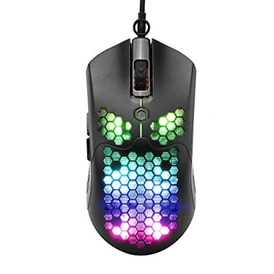 Image of RGB Wired Lightweight Gaming Mouse, 65G with Honeycomb Shell Ultralight Ultraweave Cable, 26 Backlit Effect, Programmable Drive 7 Buttons Optical Mouse for PAW3325 12000DPI Sensor