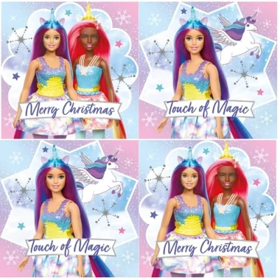 Image of Official Barbie Christmas Card Pack, 12 Cards, 2 Different Designs, BAXB3