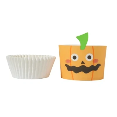 Image of PME Halloween Baking Cups with Cupcake Cases Jack o Lantern (Set of 12)
