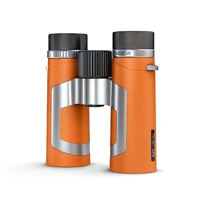 Image of GoView ZOOMR 10x34 Compact and Portable Binoculars (10x Magnesium Case, Includes Smartphone Adapter Accessories) Sunset Orange