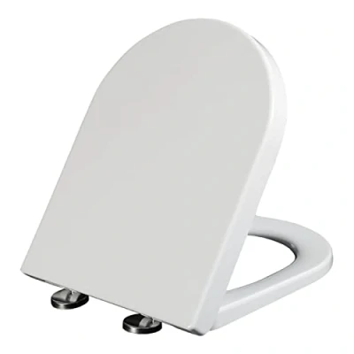 Image of Flipped Warmth D Shape Soft Close Toilet Seat with Quick Release for Easy Cleaning, Seats Top Fixing Adjustable Hinges, White,36.5 * 45cm