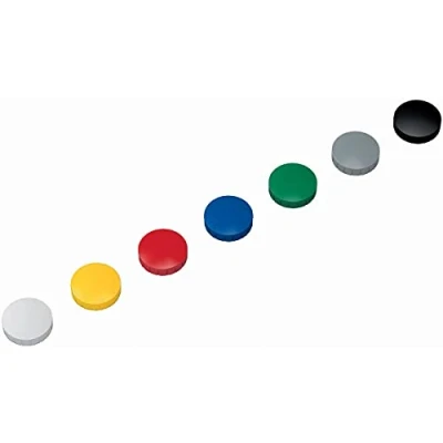Image of 6163299 Magnet Round Shatterproof Plastic 800 g Pull Force 32 x 8.5 mm Multi Coloured