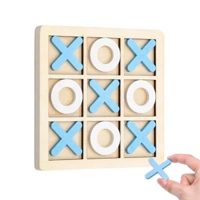 Image of Benaewa Noughts and Crosses Game, Wooden XO Chess Board Interactive Game for Family, Kids