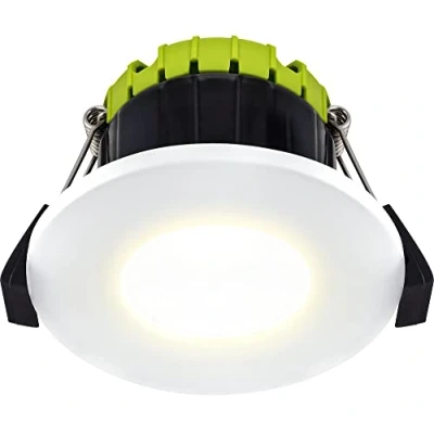 Image of Luceco FType LED Compact and Dimmable Fire Rated Downlight for Ceilings, 4 Watts, IP65 Rated, 3000K Colour Temperature, White Bezel (EFCF40W30 01)