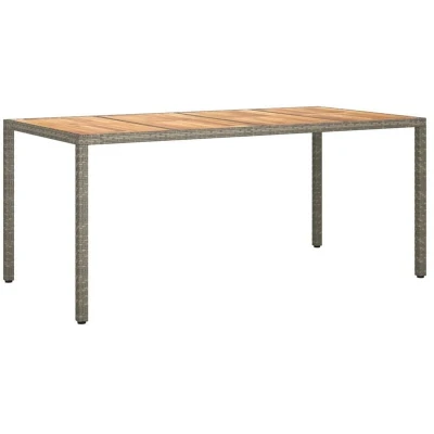 Image of vidaXL Solid Acacia Wood Garden Table Poly Rattan Black Outdoor Dining