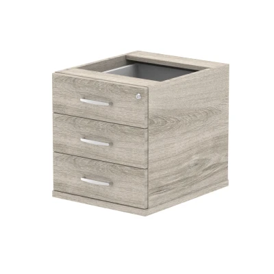 Image of Impulse 3 Drawer Fixed Pedestal Grey Oak