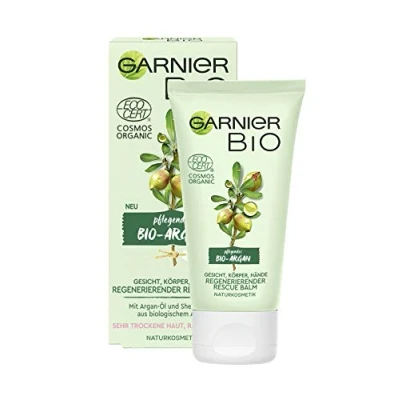 Image of Garnier Rescue Balm, Regenerating with Argan, Natural Cosmetics, Care for Face, Body and Hand Argan Oil Shea Butter, Organic, 50 ml