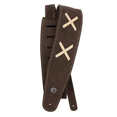 Image of D&#039;Addario Accessories Leather Guitar Strap Electric Strap, Acoustic &amp; Bass Vintage DG 2.5&quot; Wide