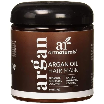 Image of ArtNaturals Argan Hair Mask (8 Fl Oz / 236ml) Deep Conditioner Treatment Organic Jojoba Oil, Aloe Vera, Keratin Repair Dry, Damaged, Color Treated, Natural Growth Sulfate Free