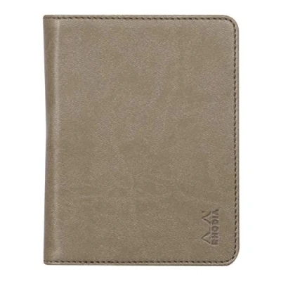 Image of RHODIA 212002C Rhodiarama No. 12 Taupe Clipboard and Document Holder Booklet for Notepads or B7 Format Notebooks (8.5x12 cm) Premium Italian Faux Leather Collection