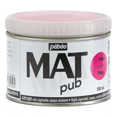 Image of PEBEO Mat Pub, Fluorescent Pink, 500ml