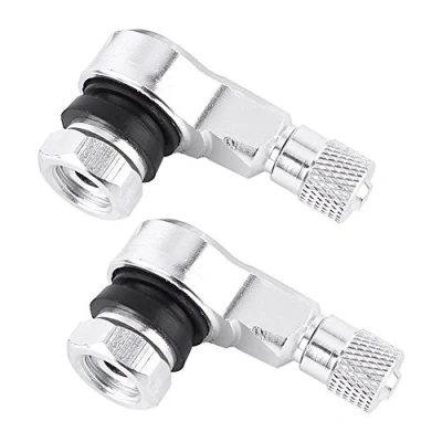 Image of 90 Degree Angled Tire Valve Stems Cover Adapter for Car Motorcycle Bike Scooter (Silver)