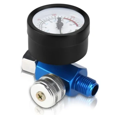 Image of Air Pressure Regulator, 1/4&quot; Paint Spray Gun Gauge with Compressor Control Valve 4.3 cm/1.7 in 0 10 bar (0 150 psi)