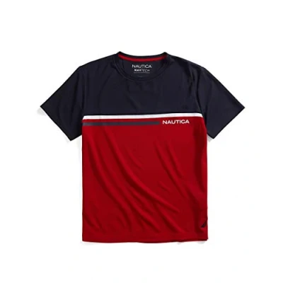 Image of Nautica Men&#039;s Navtech Colorblock Tee T Shirt, Red, XL