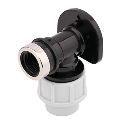 Image of HYDROBIL Water Pipe Plumbing Fittings, 20mm MDPE Plastic x 1/2&quot; BSP Female Wall Plate Elbow, 10 Bar, Max. Temp. 45C, Outside Tap Connector, Garden Hose Connector for