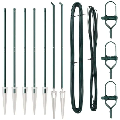 Image of vidaXL Fence Posts with Spike 7 pcs Ø32 mm 160 cm Galvanised Steel