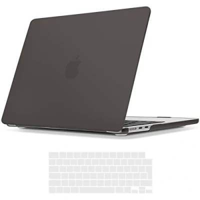 Image of TECOOL Case Compatible with MacBook Air 13.6 Inch M3 M2, 2024 A3113 &amp; 2022 A2681, Ultra Slim Hard Shell UK EU Keyboard Cover, Soft Touch Matte Dark Grey